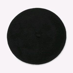 Plain black beret cap